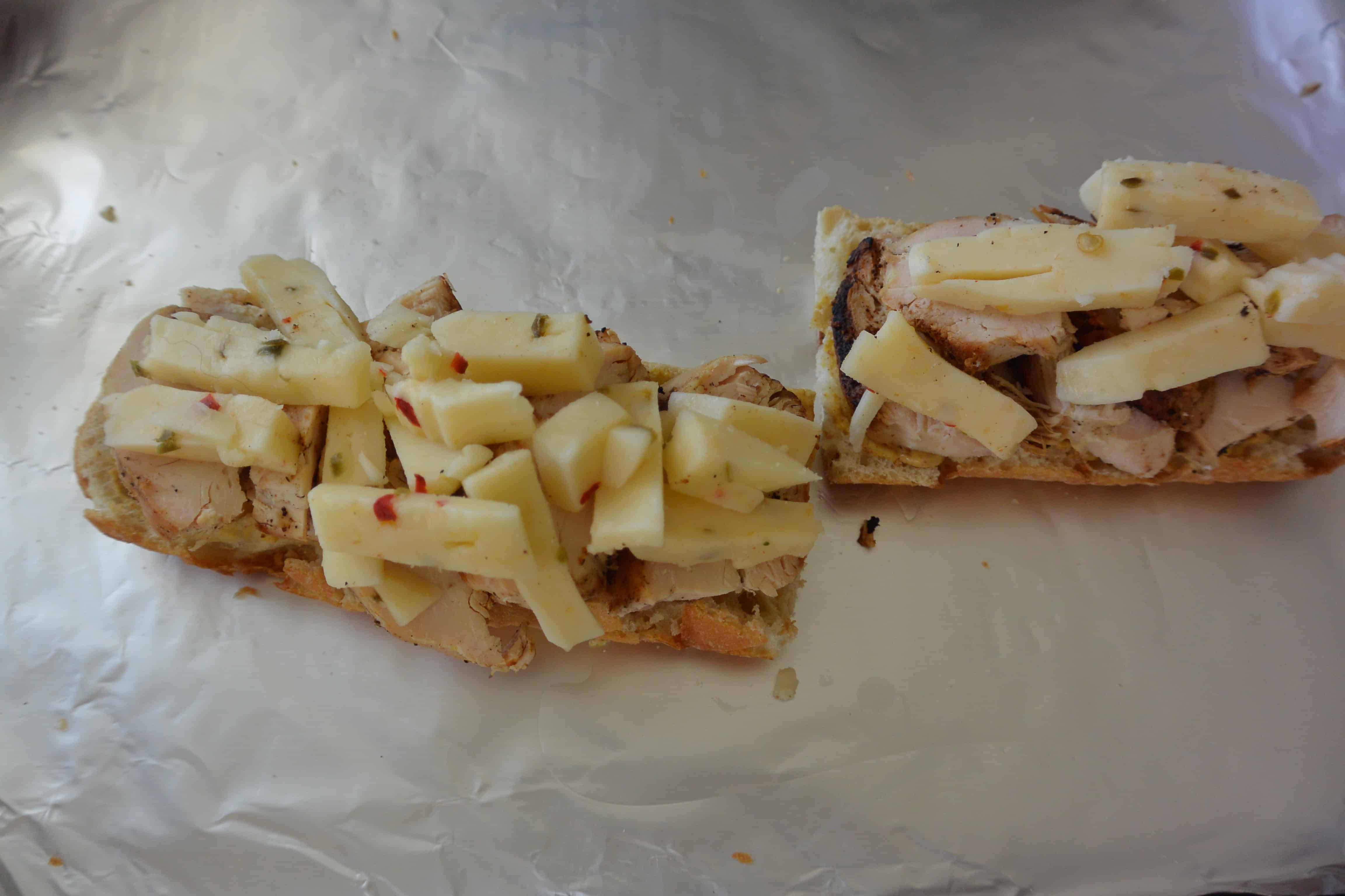 Chicken Sandwich with crusty bread and cheese