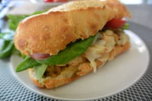 Grilled chicken sandwich with cheese spinach tomato 1