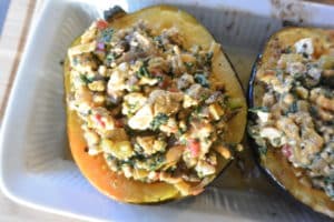 Stuffed Acorn Squash rainbow chard and turkey 6