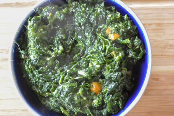 Spicy Cheese Spinach in a bowl