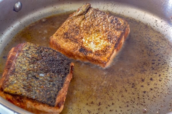 Spicy Crispy Skin Pan Seared Salmon