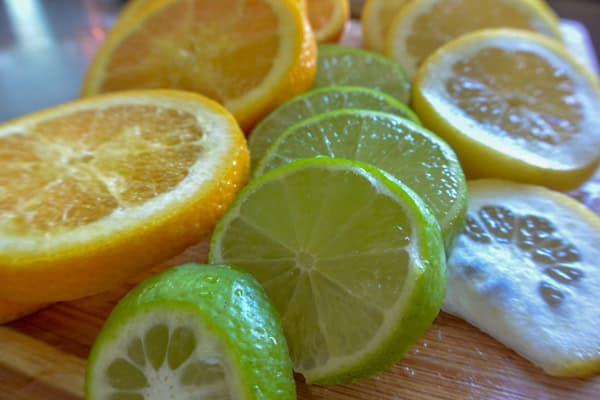 Sliced limes and oranges