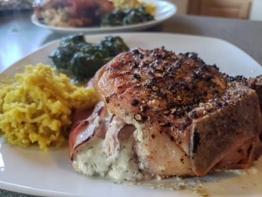 Grilled stuffed pork chops