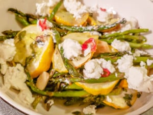 Garlic Herb Asparagus Featuring Summer Squash