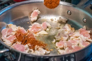 Chopped Turkey with taco seasoning in a pan