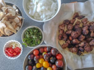 Easy Fettuccine with Tomatoes Sausage and Mushrooms