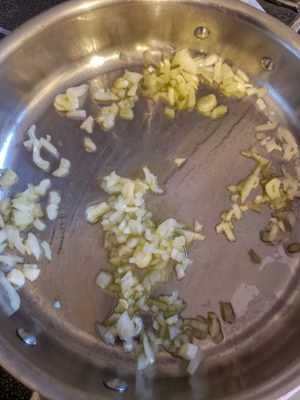 Garlic in a pan