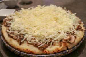 Homemade Mushroom Four Cheese Pizza