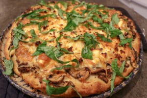 Homemade Mushroom Four Cheese Pizza