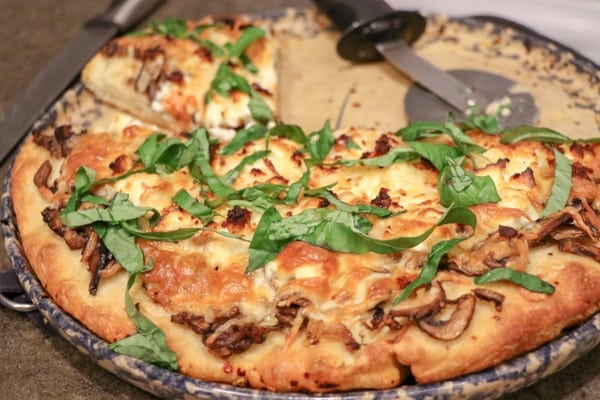 Homemade Mushroom Four Cheese Pizza