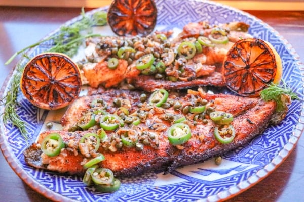 Bass with Zesty Lemon Caper Sauce