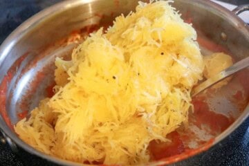 Squash in a pan with sauce