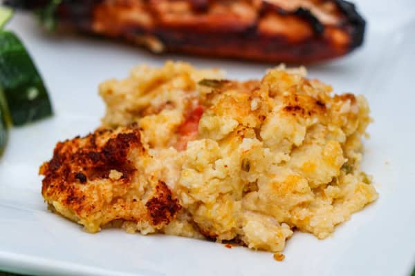 Shrimp Chili Cheese Grits with chicken breast