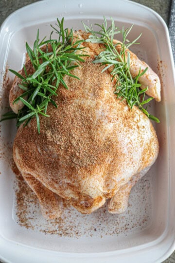 Rosemary wrapped around the chicken