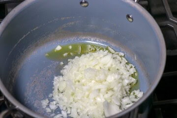 Chopped onions in pan