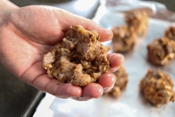 Making Bacon Cheeseburger Turkey Meatballs