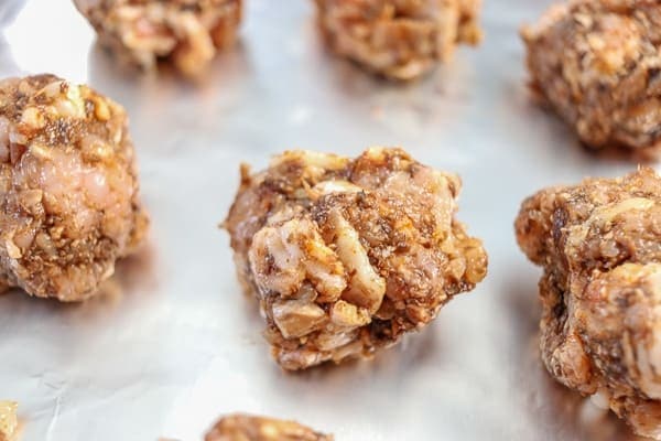 Bacon Cheeseburger Turkey Meatballs ready to bake