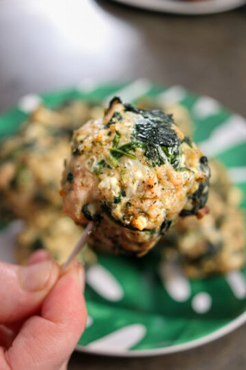 Greek Meatballs with Feta and Spinach