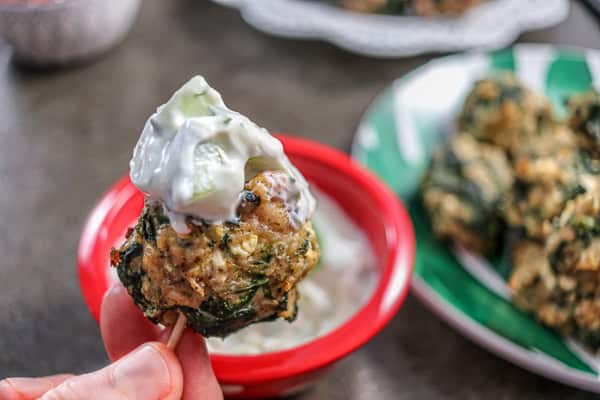 Greek Meatballs with Feta and Spinach