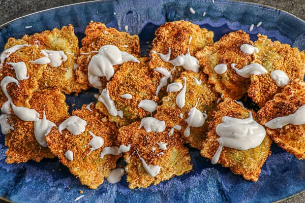 Air-fried ravioli