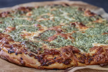 Homemade Pizza with Tomato and Pesto Ricotta Sauce