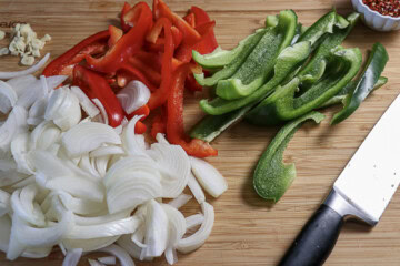 Bratwurst with Peppers and Onions