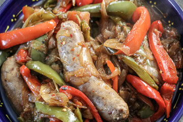 Bratwurst with Peppers and Onions