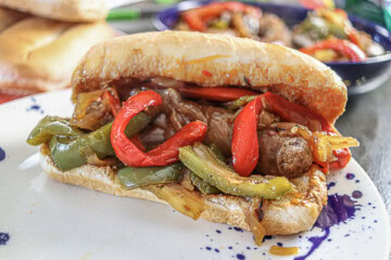 Bratwurst with Peppers and Onions