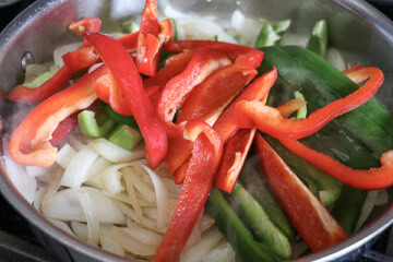 Bratwurst with Peppers and Onions