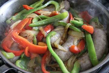 Bratwurst with Peppers and Onions