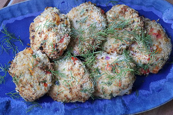 A plate of air fried tuna cakes