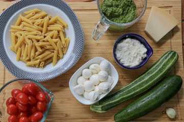 Baked Zucchini Pesto Pasta