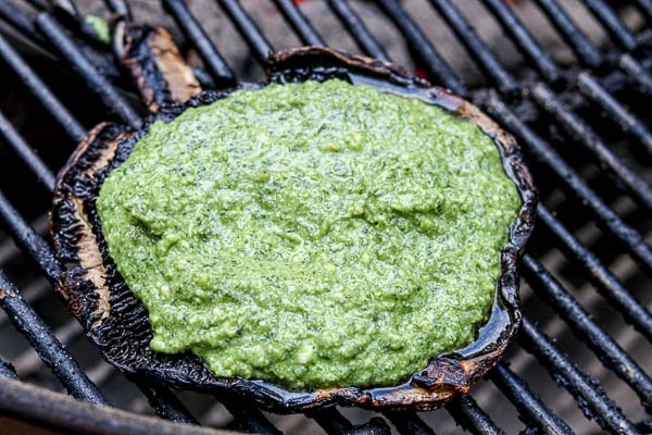 Pesto Grilled Portobello Mushrooms with Feta Cheese