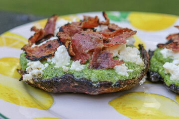 Pesto Grilled Portobello Mushrooms with Feta Cheese