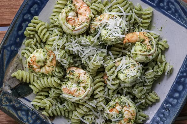Pesto Pasta with Lemon Shrimp