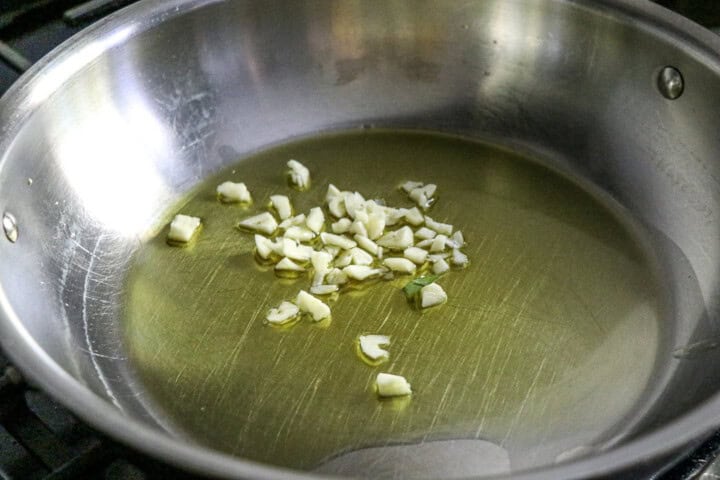 Olive oil with chopped garlic