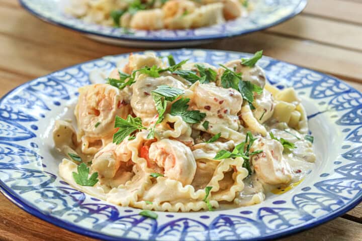Garlic Lemon Ricotta Sauce with Pasta and Shrimp