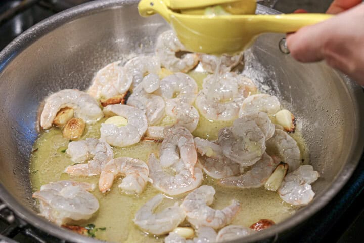 Lemon Juice added to shrimp