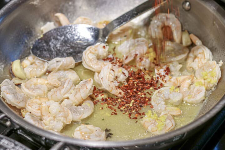 Spices added to shrimp