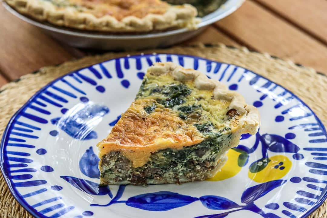 Spinach Sausage Mushroom and Cheese Quiche