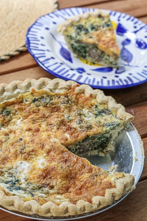 Spinach Sausage Mushroom and Cheese Quiche