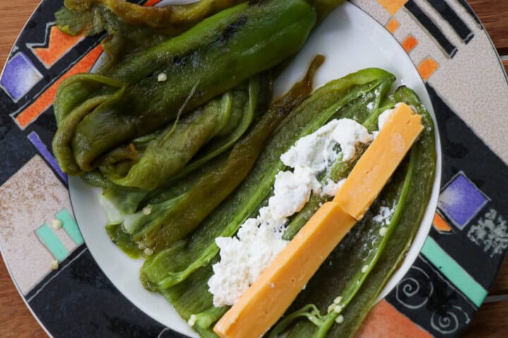 Chilies with cheese and cream cheese