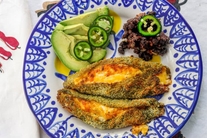 Air Fryer Chile Relleno with black beans