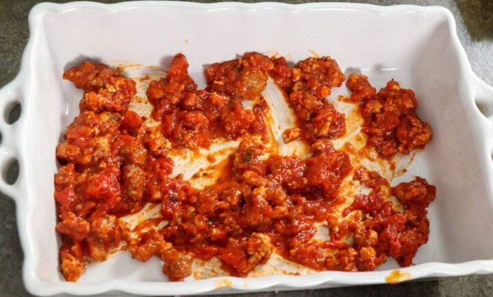 Sauce in casserole dish