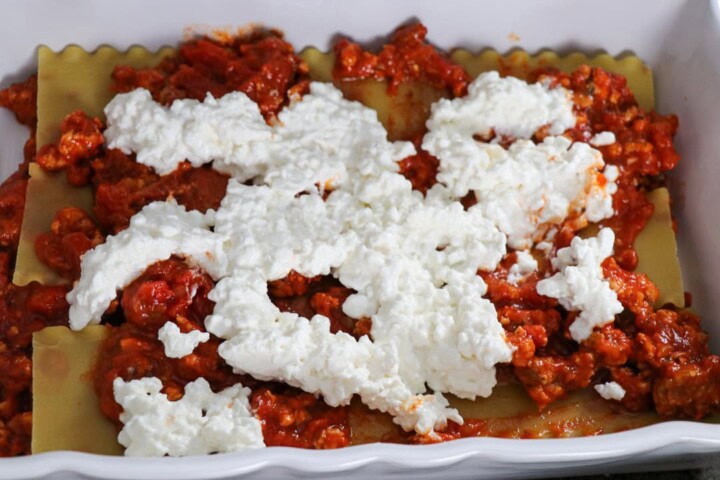 cottage cheese added to top of sauce