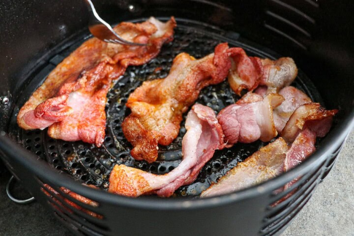 Bacon flipped in air fryer