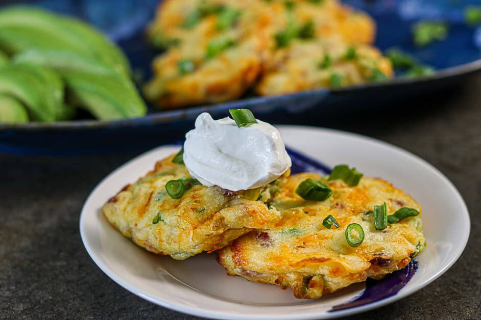 Air Fryer Bacon Cheddar Potato Cakes