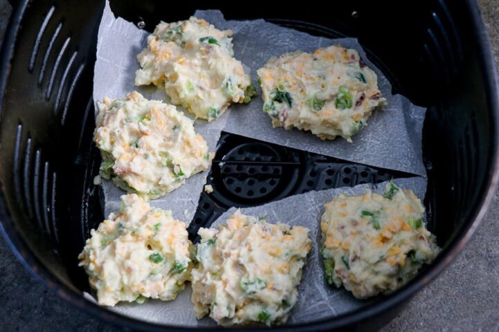 Air Fryer Bacon Cheddar Potato Cakes Steps