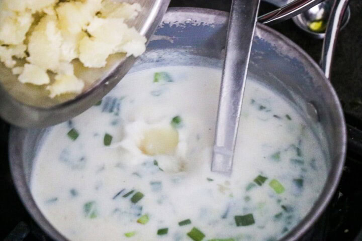 Potato Soup with spoon