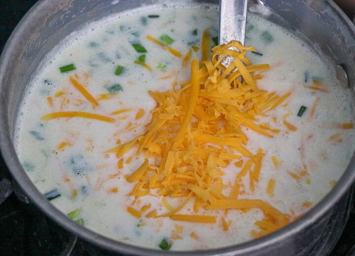Cheese was added to soup